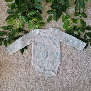 Baby Girl Light Blue/Light Green Floral Onesie (0-3 Months)